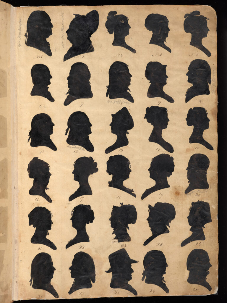 Várias silhuetas de perfil